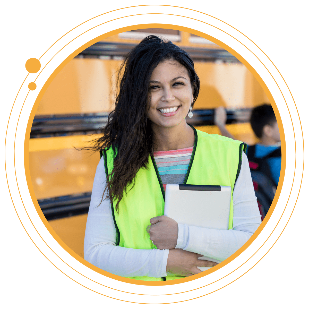 a person wearing a green vest