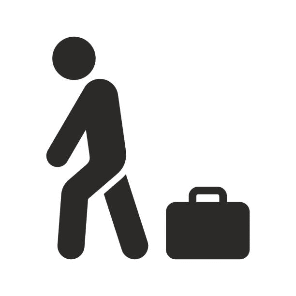 man walking away icon