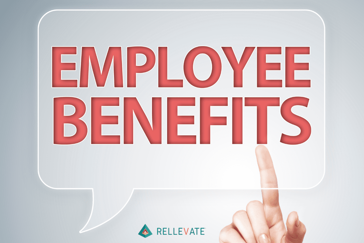 someone pointing up at employee benefits quote